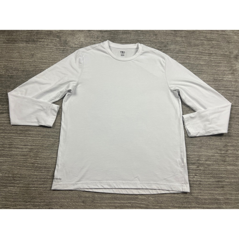 Athletic Works Shirt Mens M White Long Sleeve Crew Neck DriWorks Active Tee